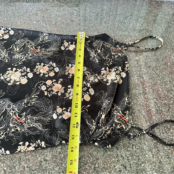 Urban Outfitters Dragon Print Black and Gold Dress Adjustable Straps Bodycon - Picture 9 of 14